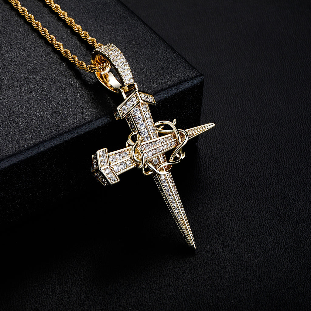 Sterling gold Sword Pendant Necklace