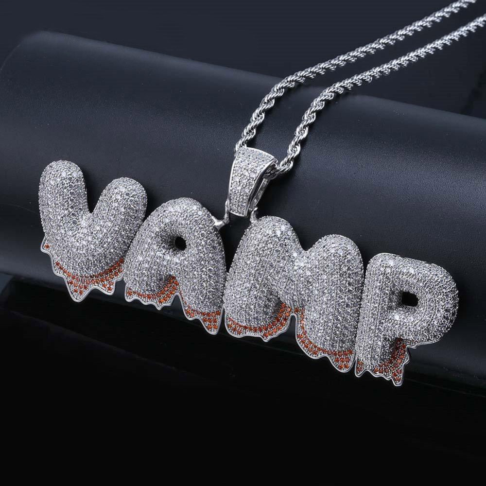 Custom Bubble Letter Chain Name Necklace Hip Hop Jewelry