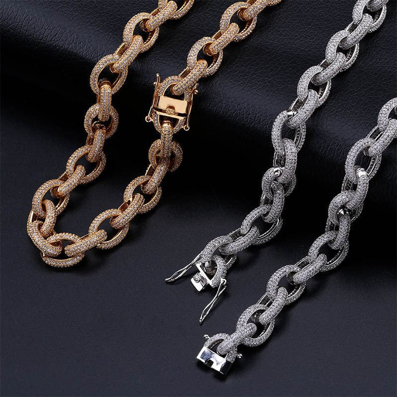 12mm Iced Out Rolo Chain