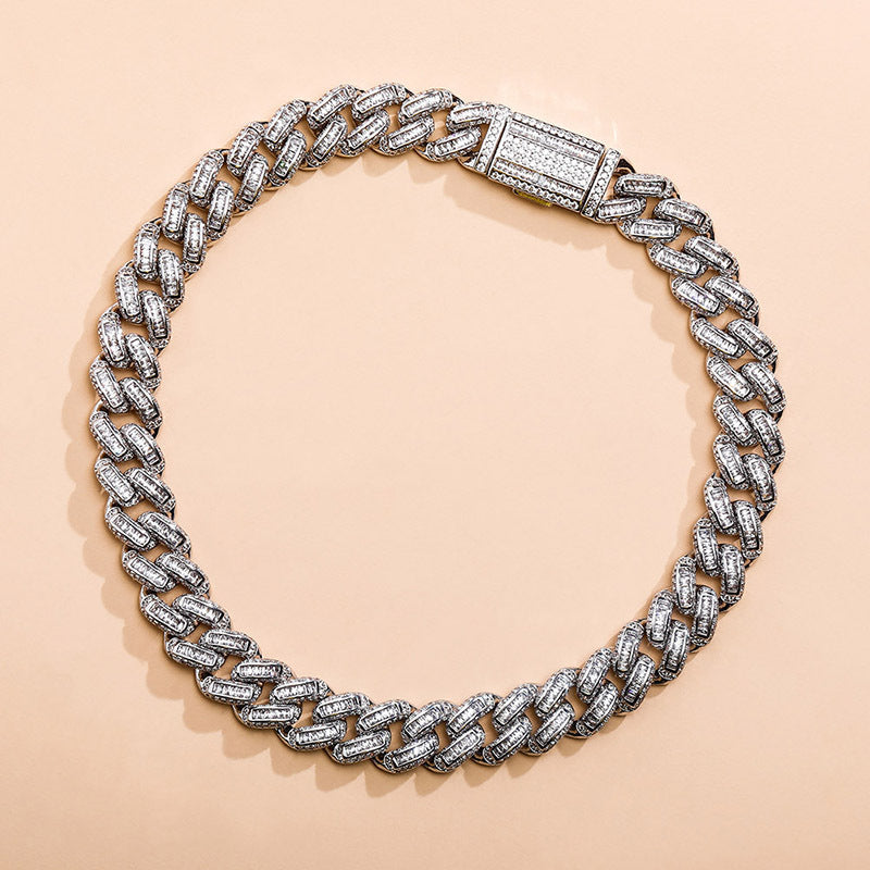 14mm Iced Out Cuban Link Chain-White Gold