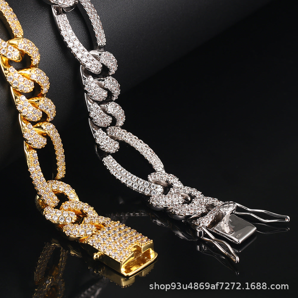 12mm Iced Out Figaro Cuban Link Chain