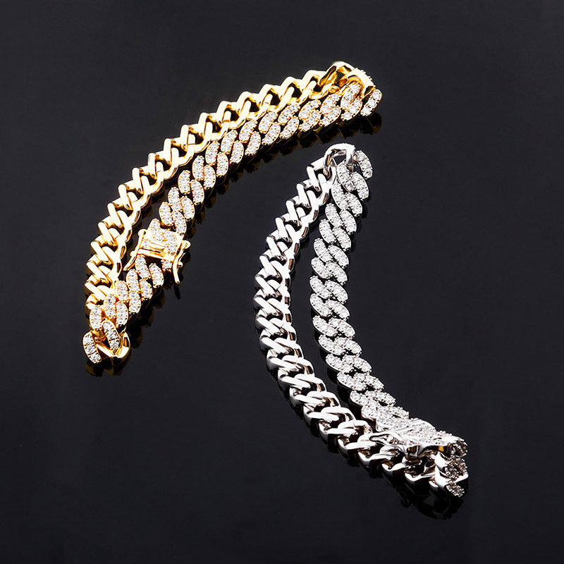 9mm Cuban Link Chain Diamond Anklets