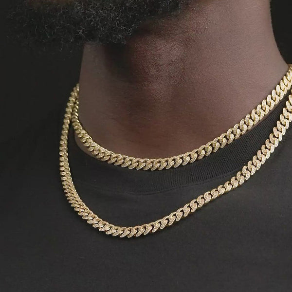 8mm Iced Out Cuban Link Chain - Gold