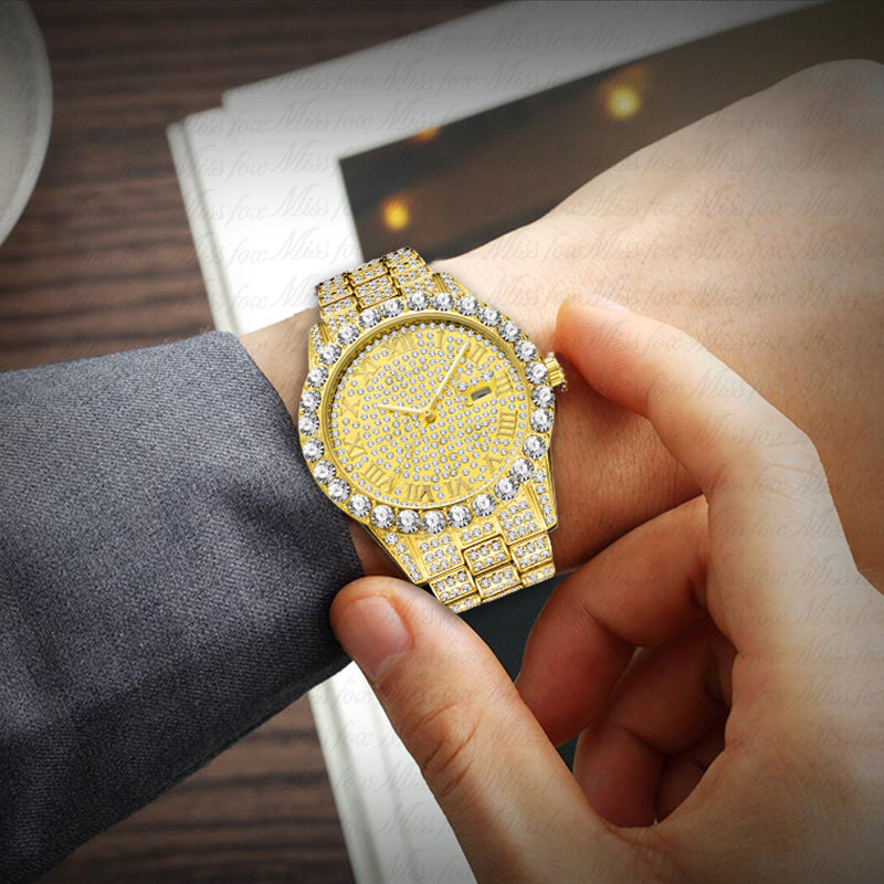 44mm Iced Diamond Baguette Watch