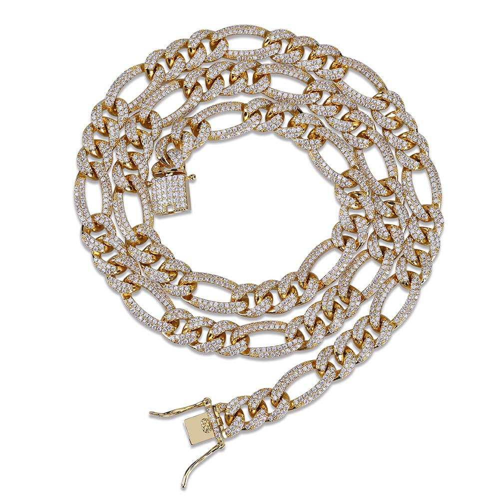 10mm Iced Out Figaro Cuban Link Chain