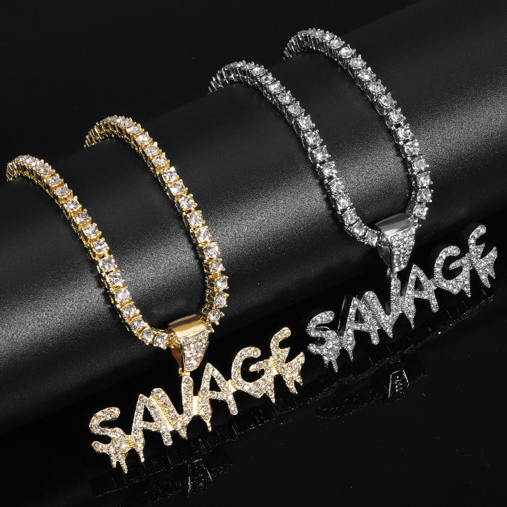 Bling Bling Savage Letter Necklace