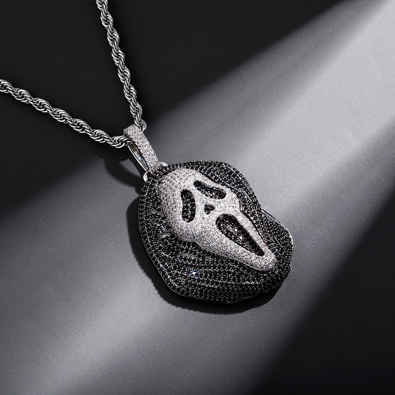 Halloween Fear Ghost Pendant in White Gold