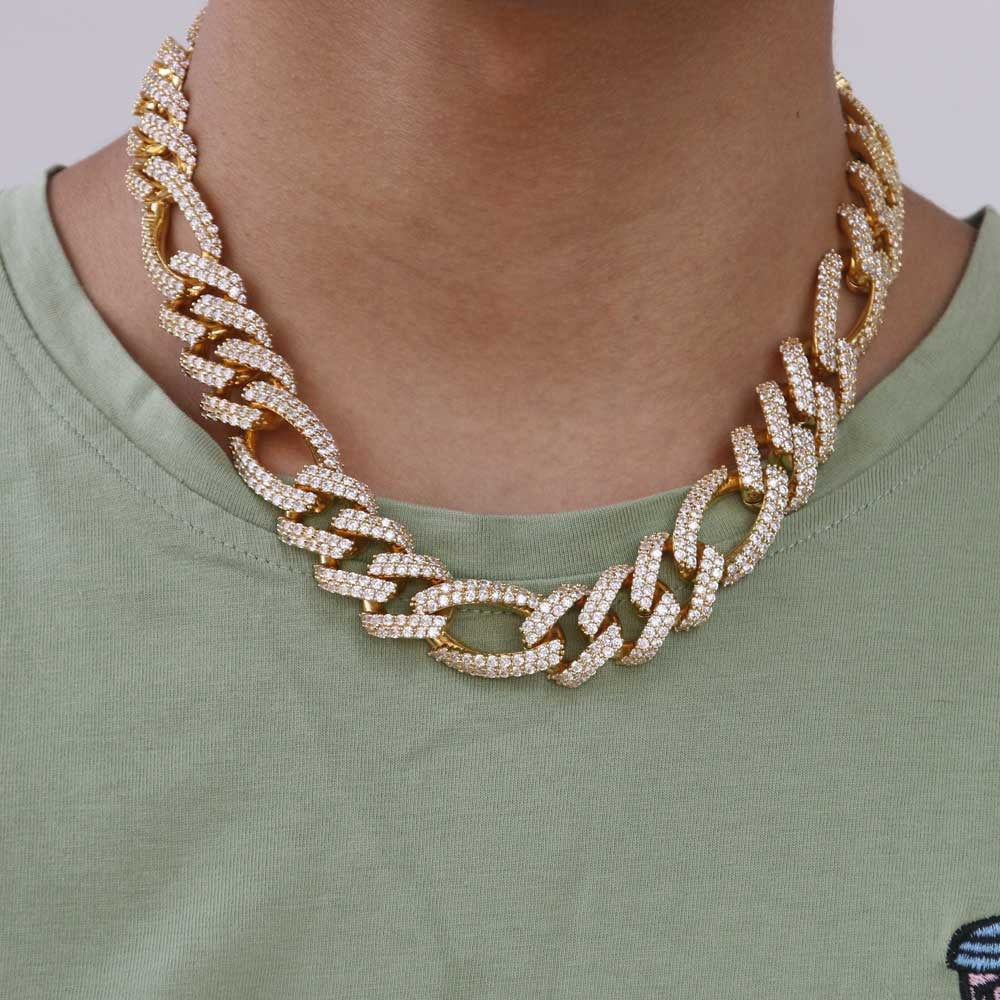 19mm Iced Out Figaro Chain