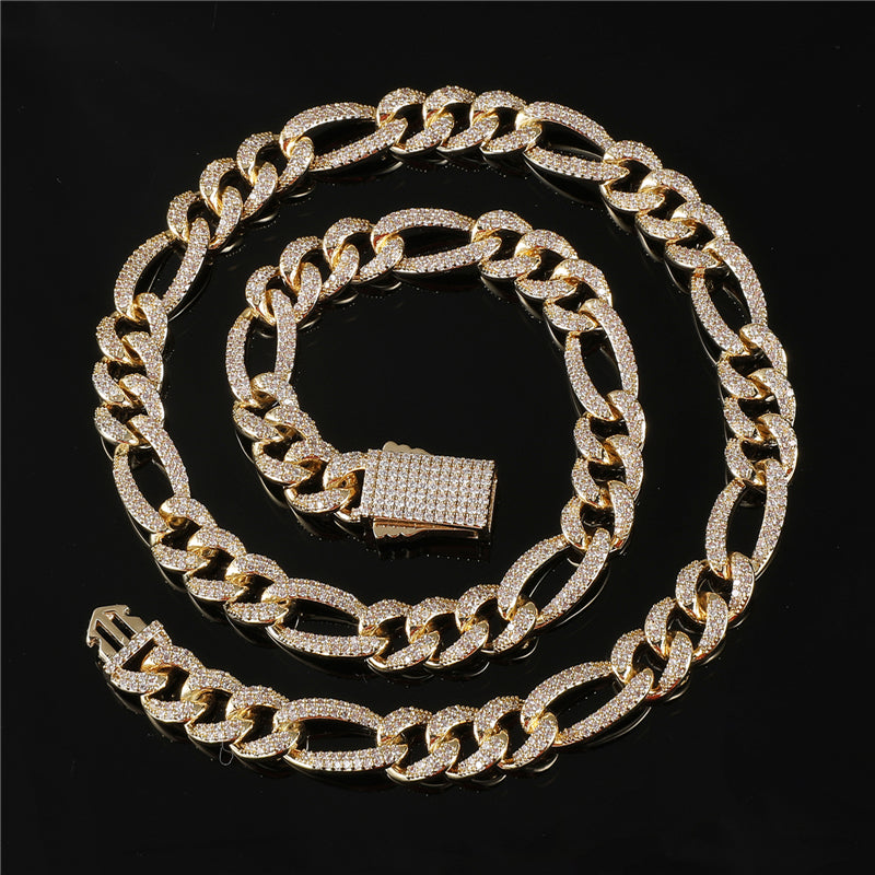 10mm Iced Out Figaro Chain Cuban Link