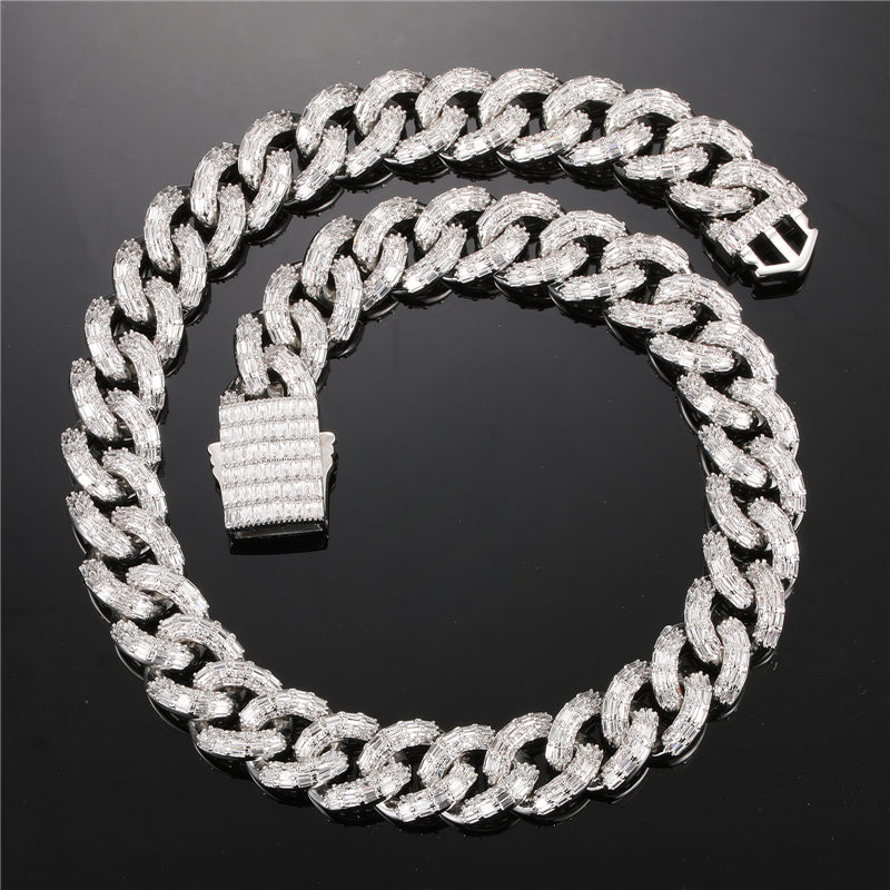 16MM Iced Out Cuban Link Chain White Gold