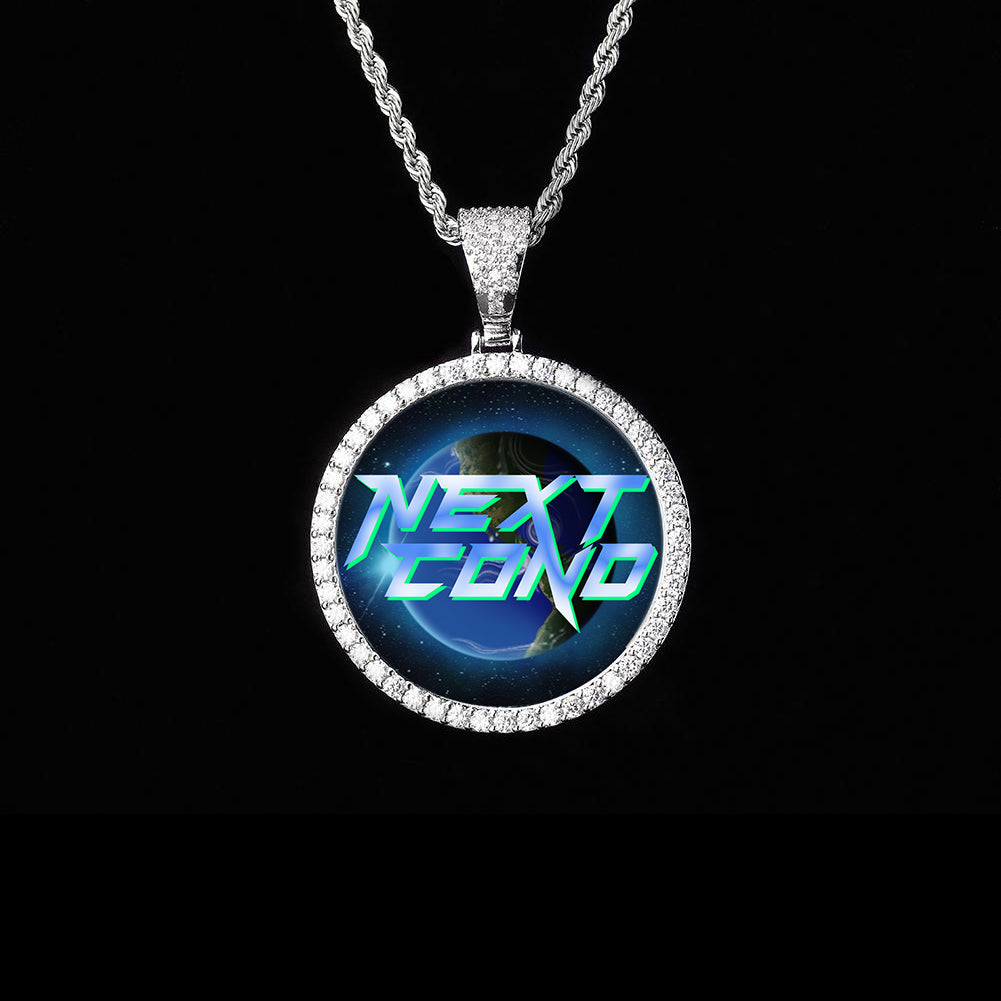 Iced Out Circle Frame Photo Pendant