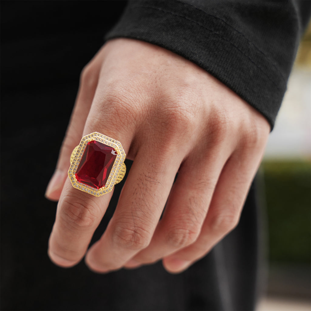 Iced Out Ruby Ring