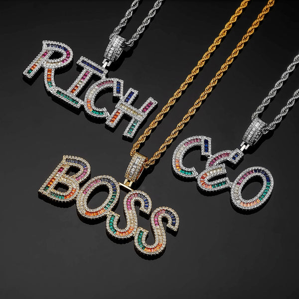 Color Iced Letters Pendant