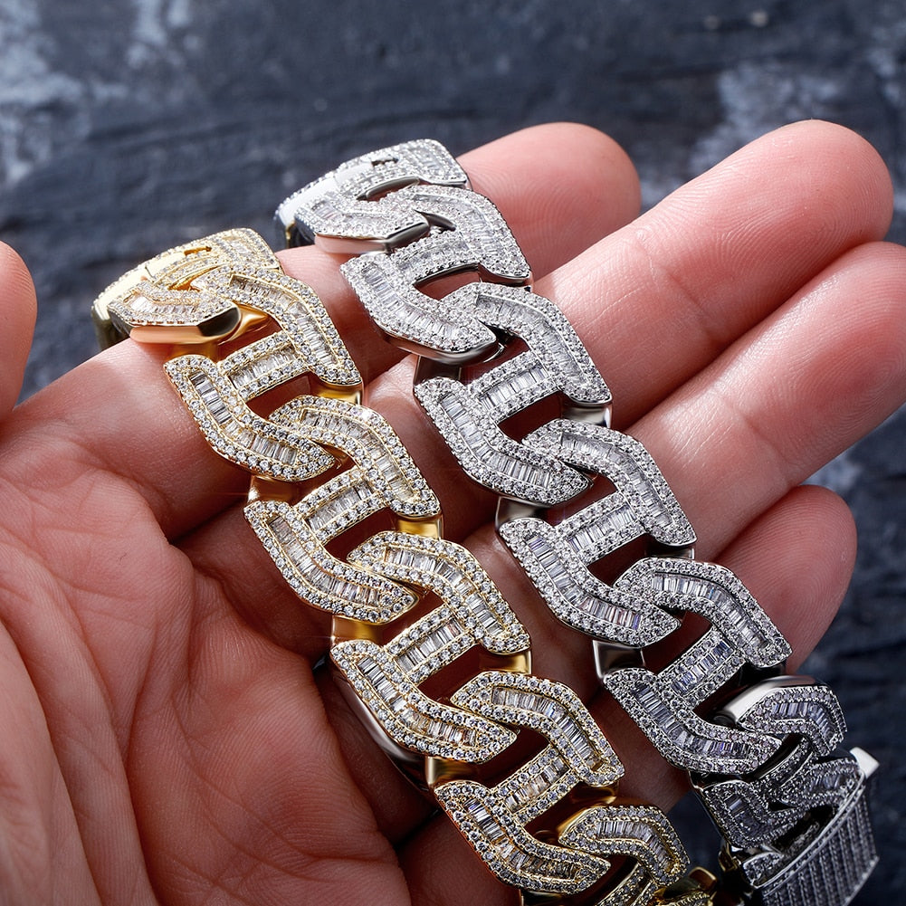  Baguette Diamond Cuban Link Bracelet 