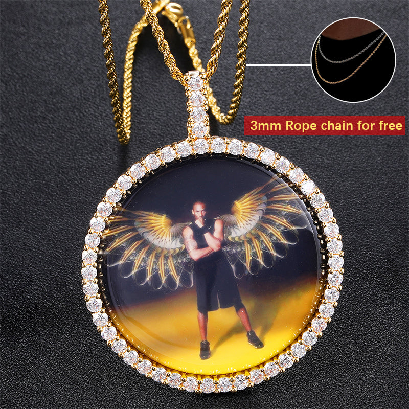 Iced Out Photo Custom Necklace in Gold