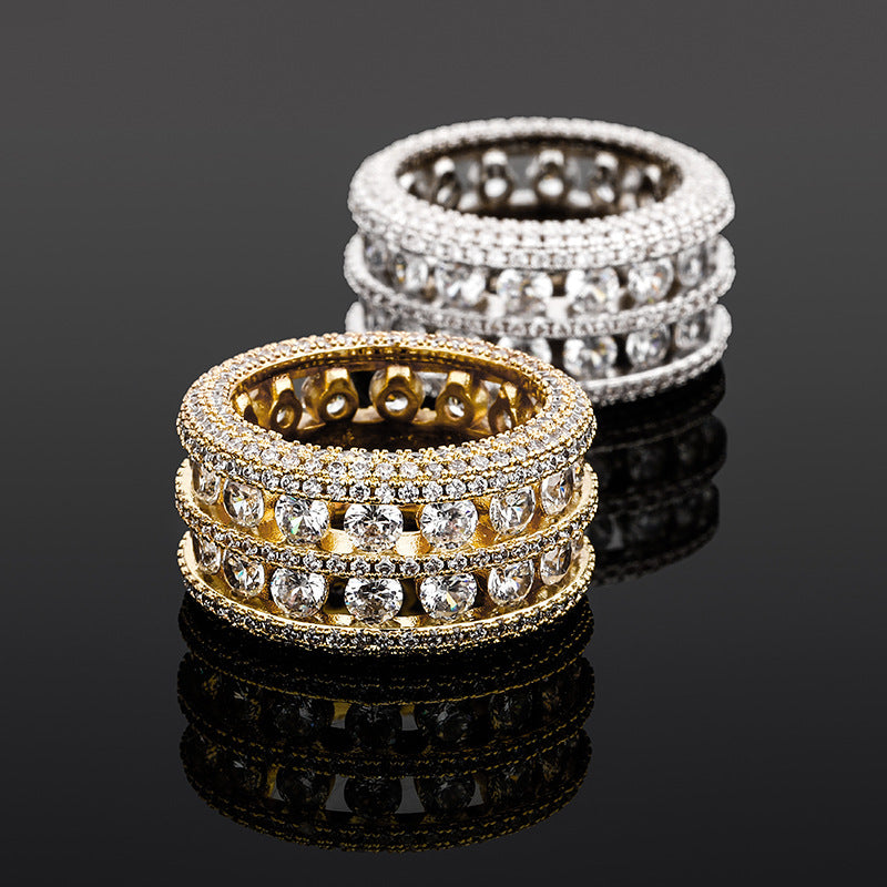 This shimmering diamond eternity band features double rows of diamonds